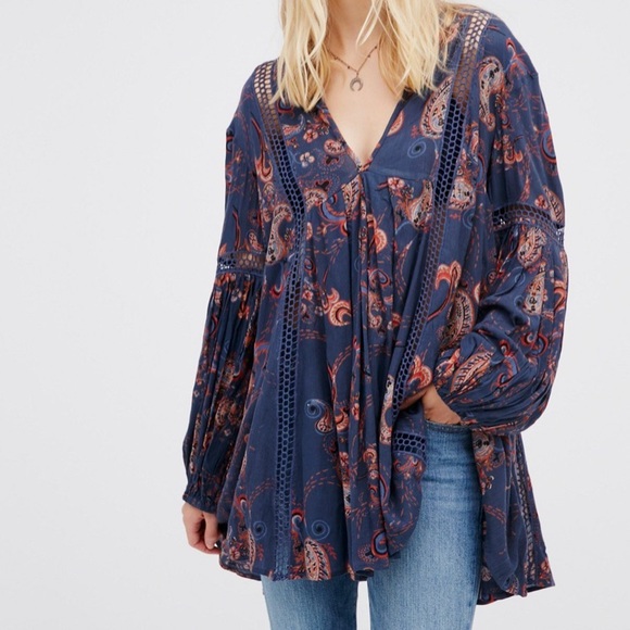 š¼HOST PICKš¼Free People Just The Two of Us Paisley Tunic/Dress - Picture 1 of 13